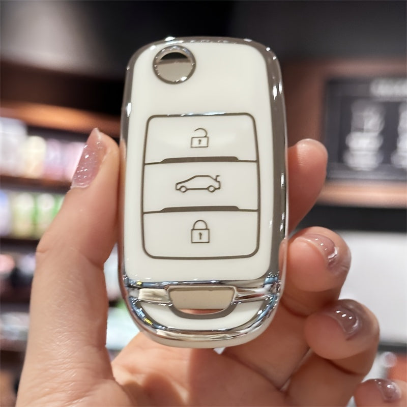 Durable TPU Key Fob Cover for Vehicle with Lock Unlock Trunk Panic Symbols
