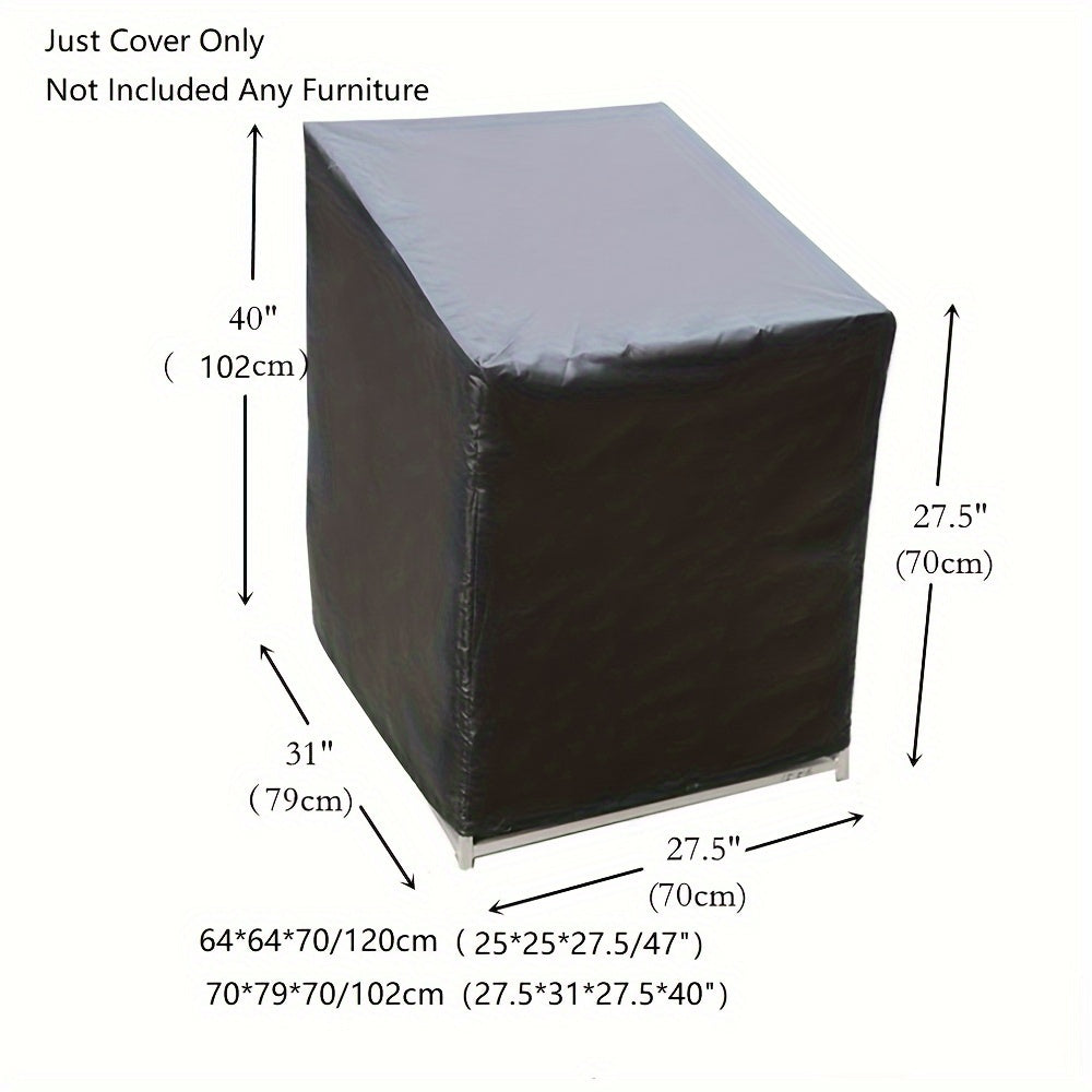 Outdoor Square Chair Cover Waterproof Dustproof UV Resistant 190T Polyester Taffeta Black
