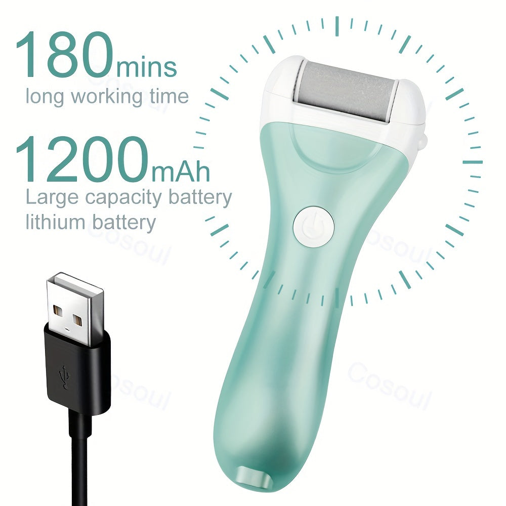 Rechargeable Electric Foot File Callus Remover for Dead Skin Heels with USB Charging and Multiple Grinding Heads