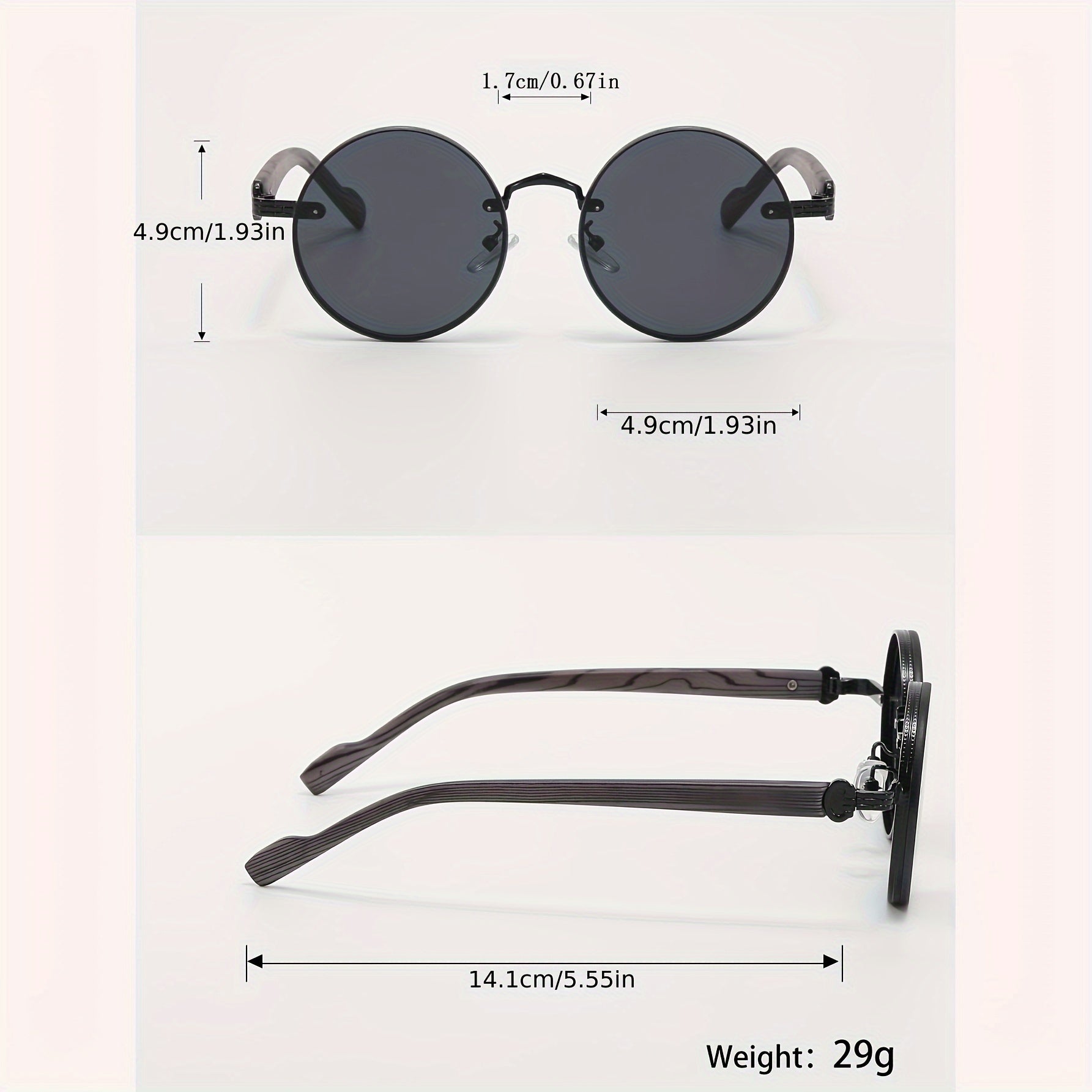 Unisex Retro Steampunk Metal Frame Glasses with Wood Grain Temples for Outdoor Sports and Travel