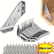 50 Pcs Heavy Duty Stainless Steel Corner Braces L-Shaped Furniture Brackets