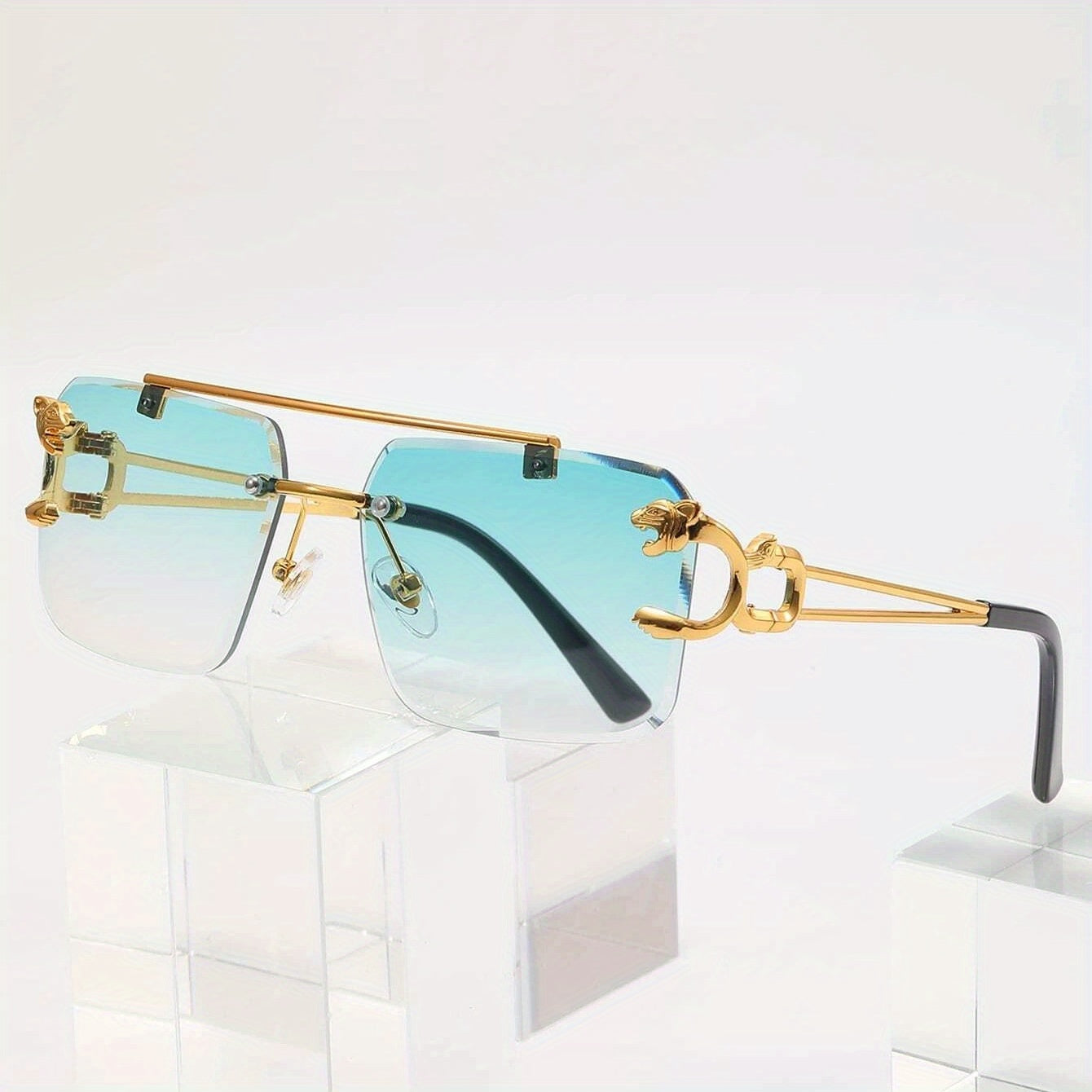 Erkaklar uchun kvadrat ramkasiz moda ko‘zoynaklar yengil optik ko‘zoynaklar