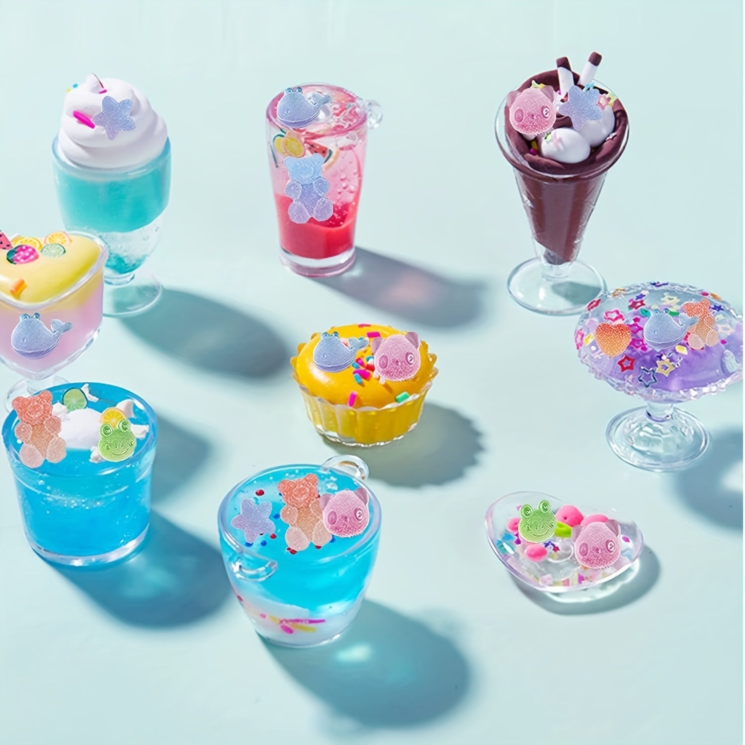 120 Pieces Kawaii Candy Slime Charms Gummy Bear 3D Nail Art Beads for Resin Jewelry