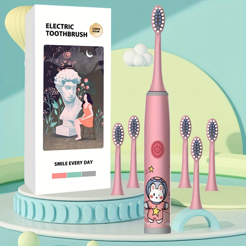 Kids Electric Toothbrush with 2-6 Brush Heads Soft Bristles Space Series