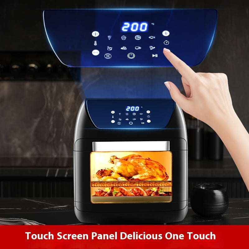 Horno freidora de aire de 12L con interior 3D, 8 menús, 2200W, control de temperatura, temporizador, versátil para cocinar en familia