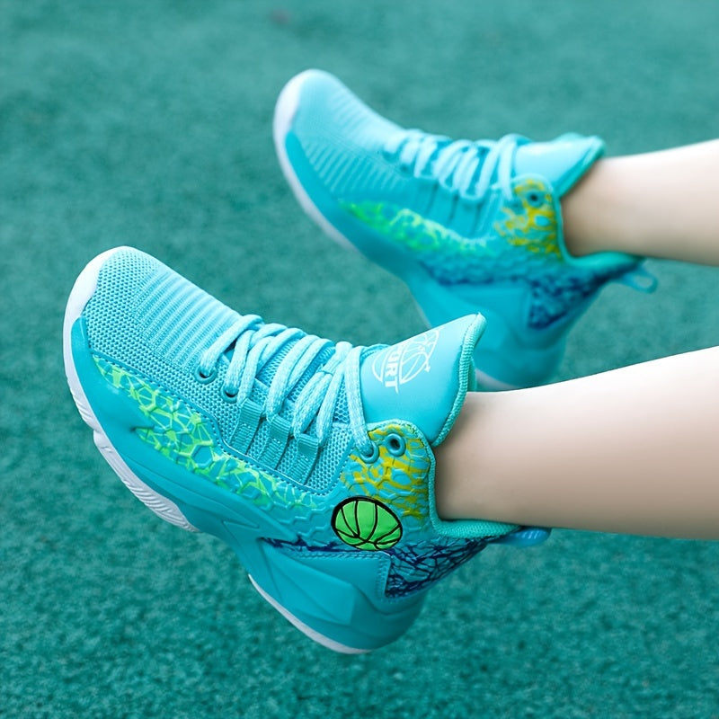 Kids' Mid-Top Athletic Sneakers with Stripe Pattern Breathable All-Season for Boys and Girls