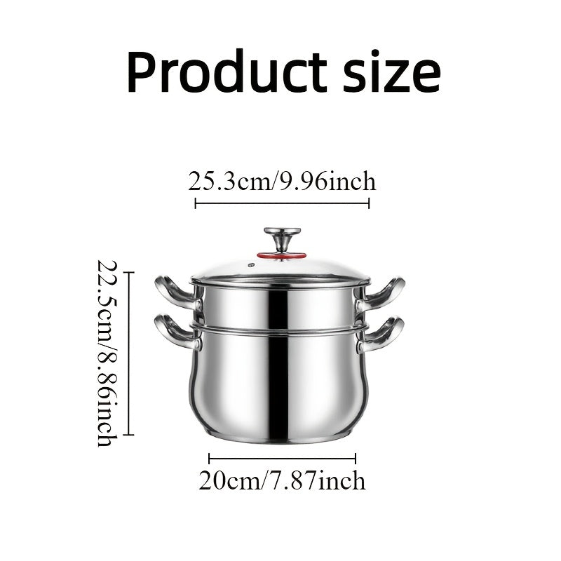 Stainless Steel Steamer Set 3 Pieces Double Thickened Multi-Use Kitchen Dining