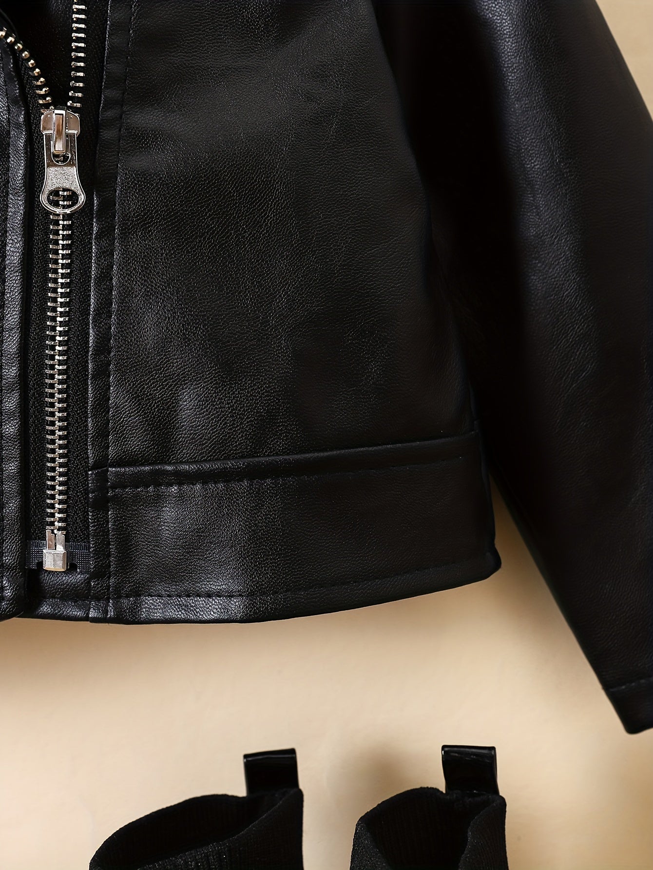 Kids' Long Sleeve Solid Color PU Jacket Fall Winter Regular Fit