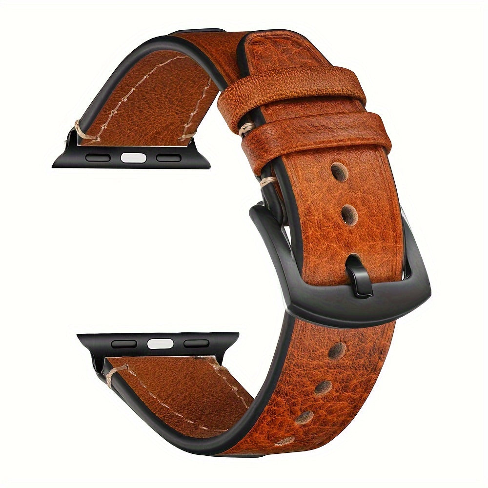 Vintage Oil Wax Leather Watch Band for Apple Watch SE Ultra Series 3 9 Men Women