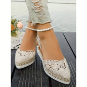 Women's Jute Wedge Sandals with Pointed Toe and Cushioned Heel