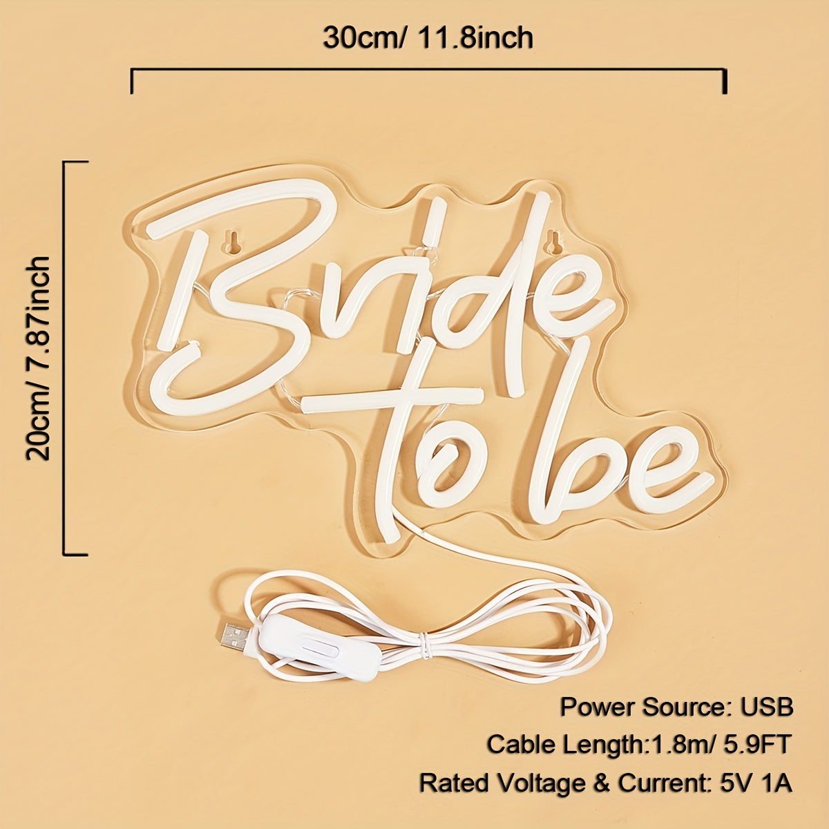 Bride To Be LED Neon Sign USB Powered Wall Decoration for Bedroom and Events