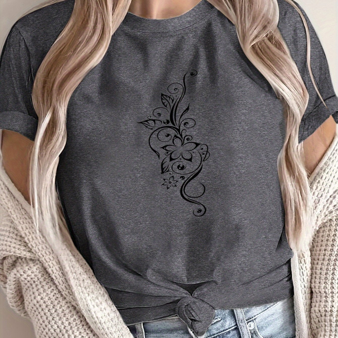 Women's Loose Large Size T-Shirt Spring Summer Casual Short Sleeve Breathable Fabric