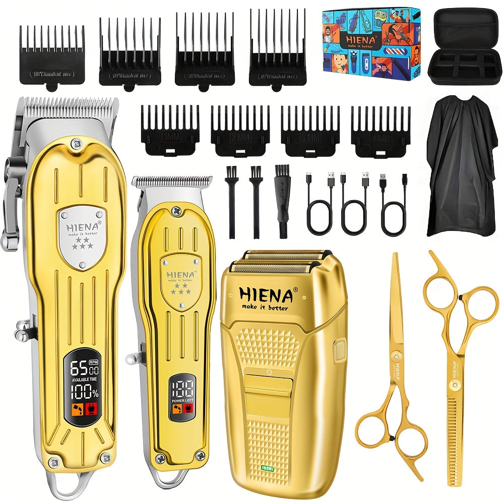 3-частный набор для ухода с LED-дисплеем, машинкой для стрижки волос, триммером, бритвой, перезаряжаемой, с регулируемой лезвием