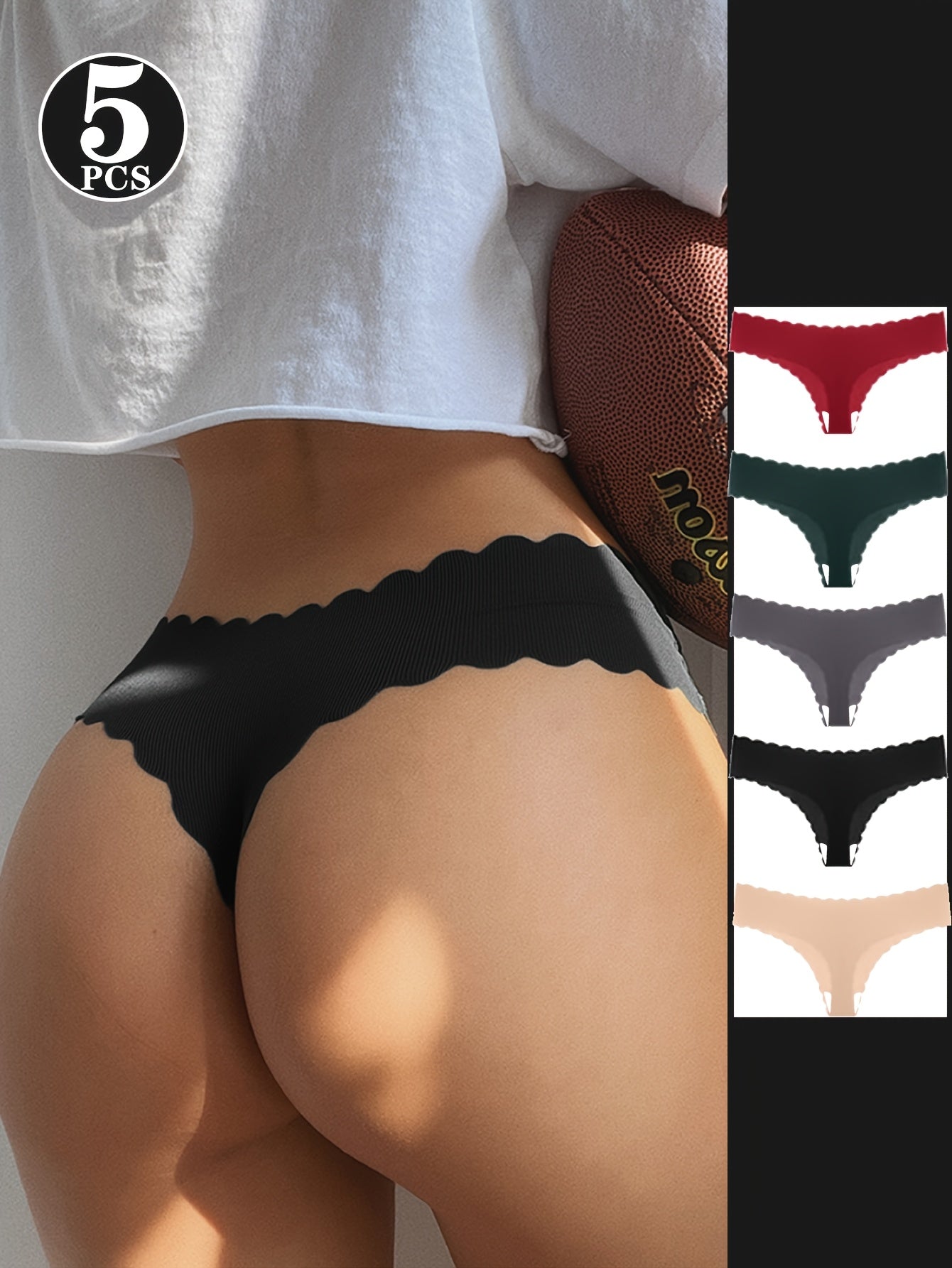 5 шт. Женские спортивные беговые трусики, набор стрингов, невидимые бесшовные, удобные для спорта, комплект активного нижнего белья, милые и сексуальные низкие бесшовные стринги для женщин.