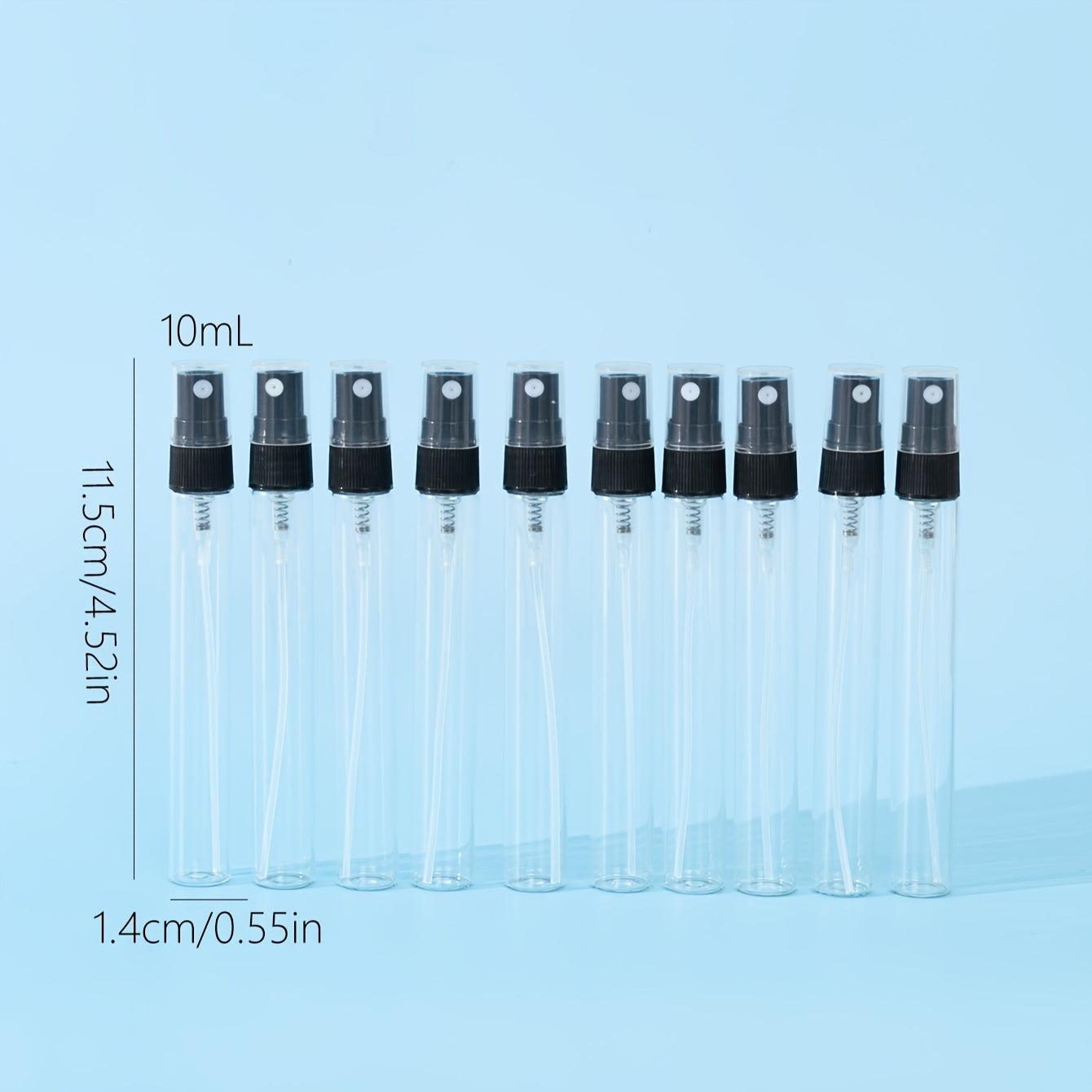 50 Pack 10ml Refillable Glass Perfume Atomizer Spray Bottles Portable Travel Essential
