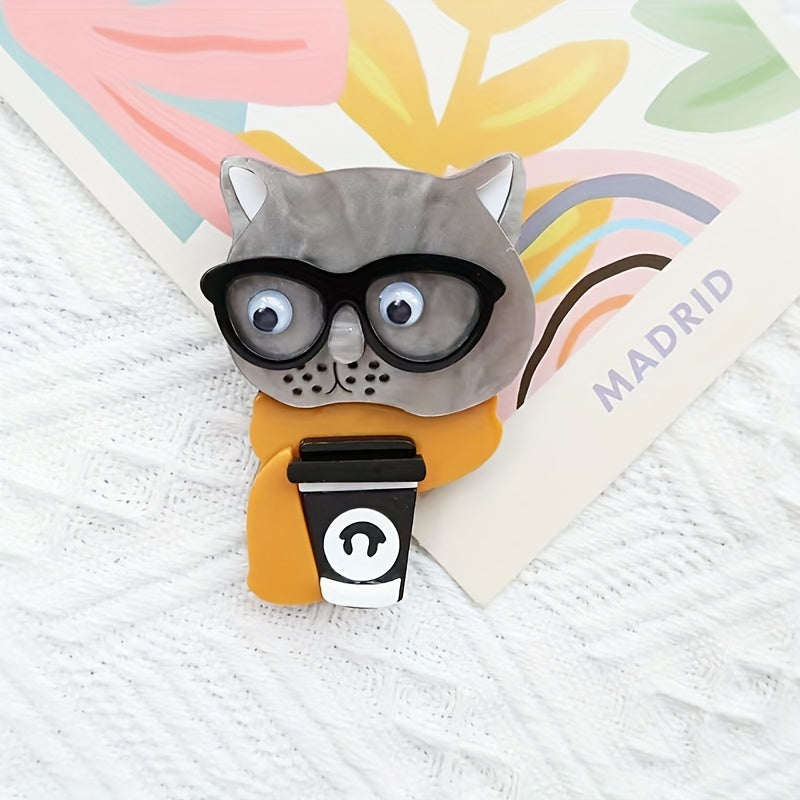 Women's Acrylic Cat Brooch Pin Animal-Shaped Accessory for Fashion and Business Attire