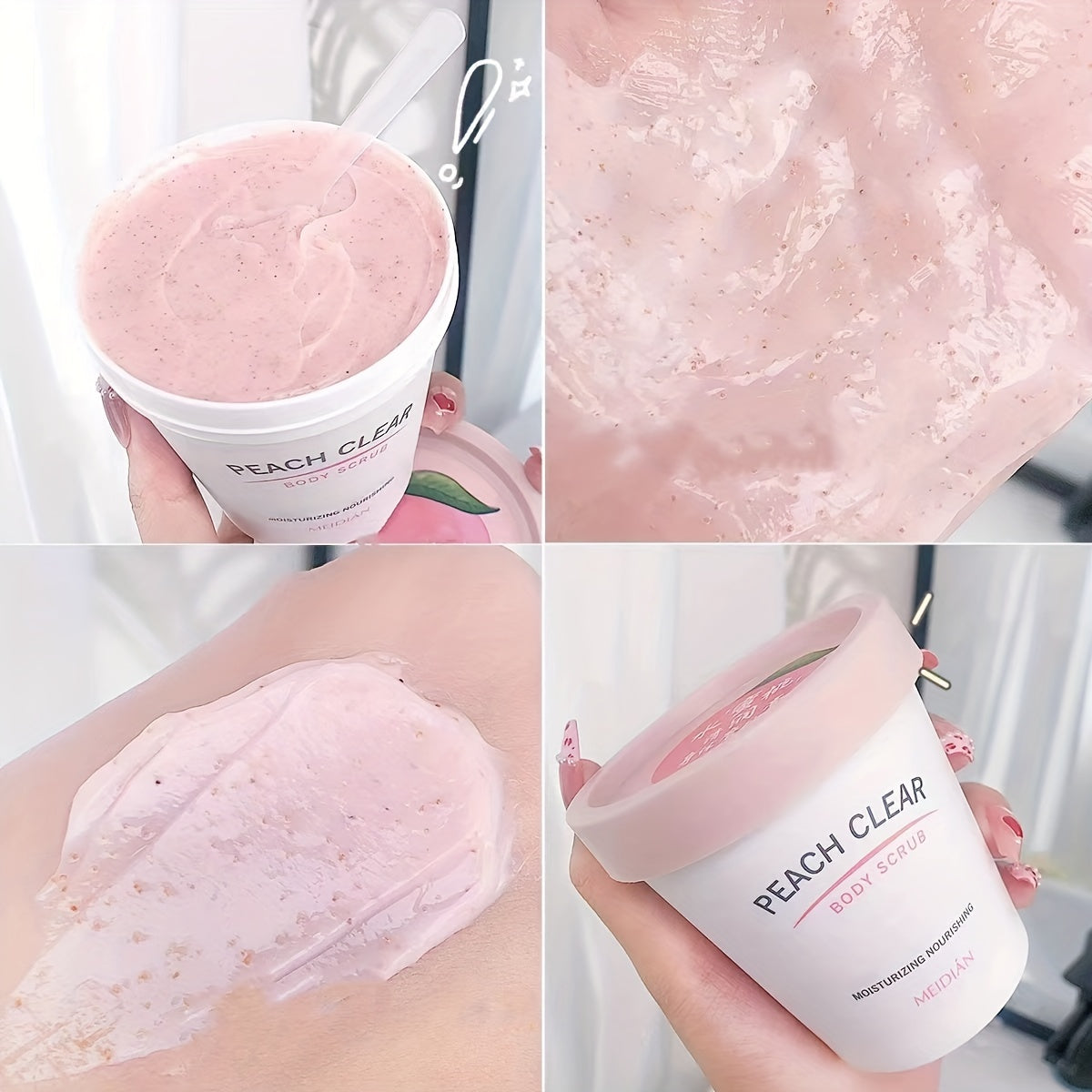 Peach Body Scrub Moisturizing Exfoliator with Niacinamide for All Skin Types