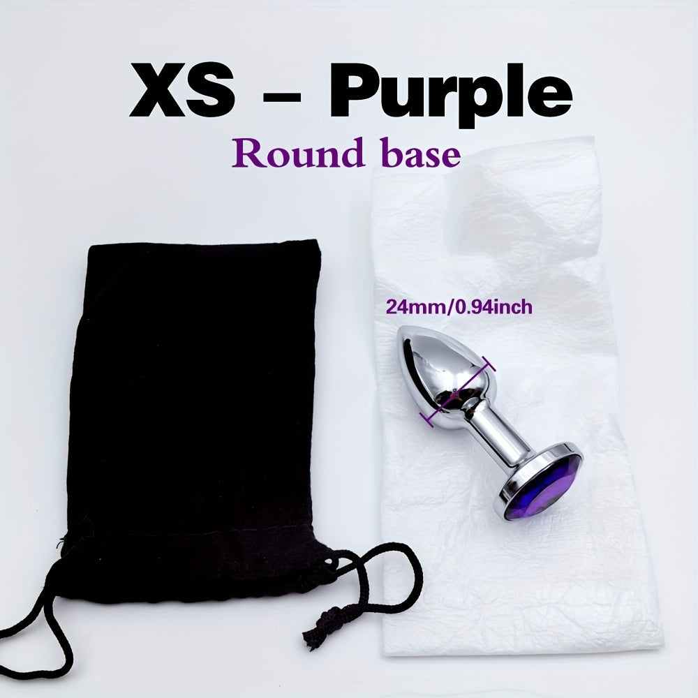 Adult Waterproof Mini Metal Anal Plug with Gemstone Base, Beginner-Friendly