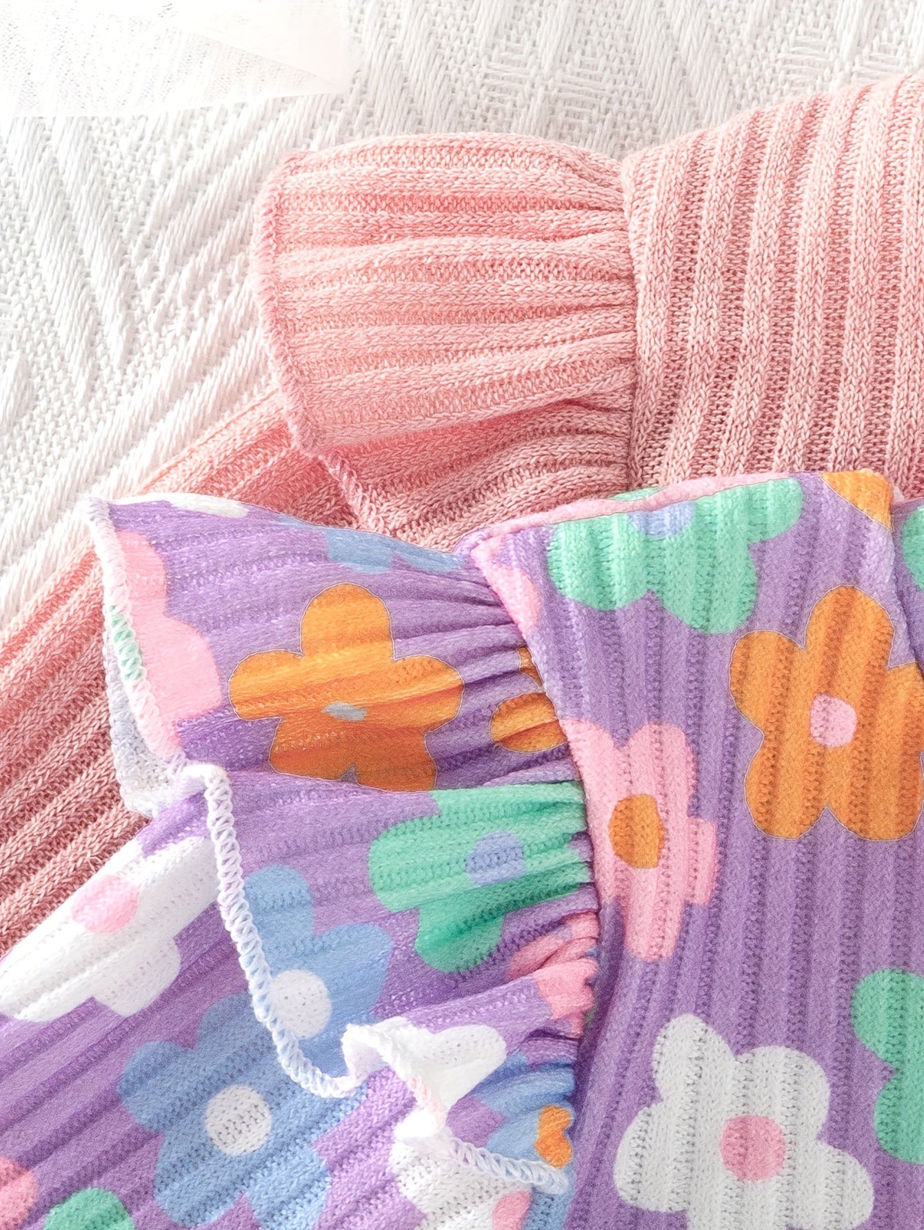 Girls Long Sleeve Peplum Top and Casual Pants Co-ords Set Floral Solid Spring Fall Outdoor Clothes