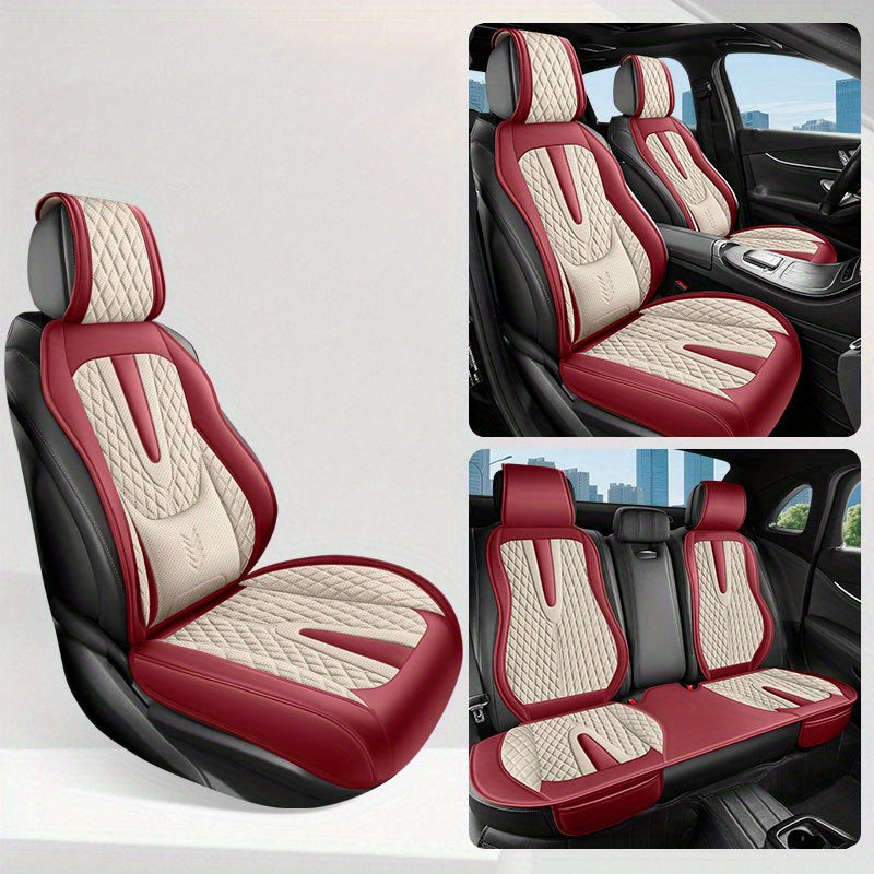 All-Season Faux Leather Car Seat Cover Breathable Dirt-Resistant for 5-Seater