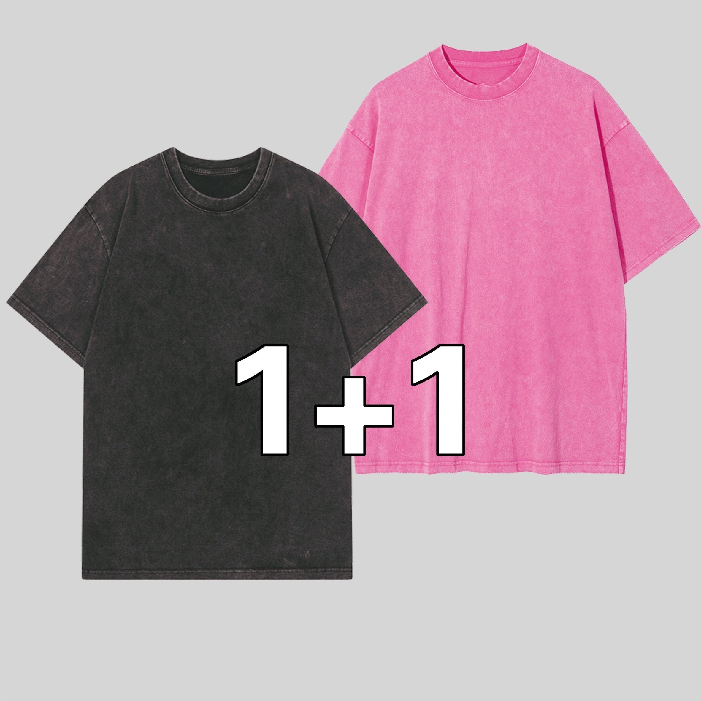 Erkaklar va ayollar uchun Retro 2-Pack og'ir paxta T-ko'ylaklar, cho'ziladigan, keng kesimli crew neck T-shirtdan iborat, yoz uchun tasodifiy qisqa yengli teplar.