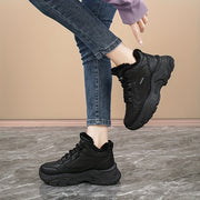 Women's Faux Fur Lined Mid-Top Sneakers with Rubber Sole for Cold Weather