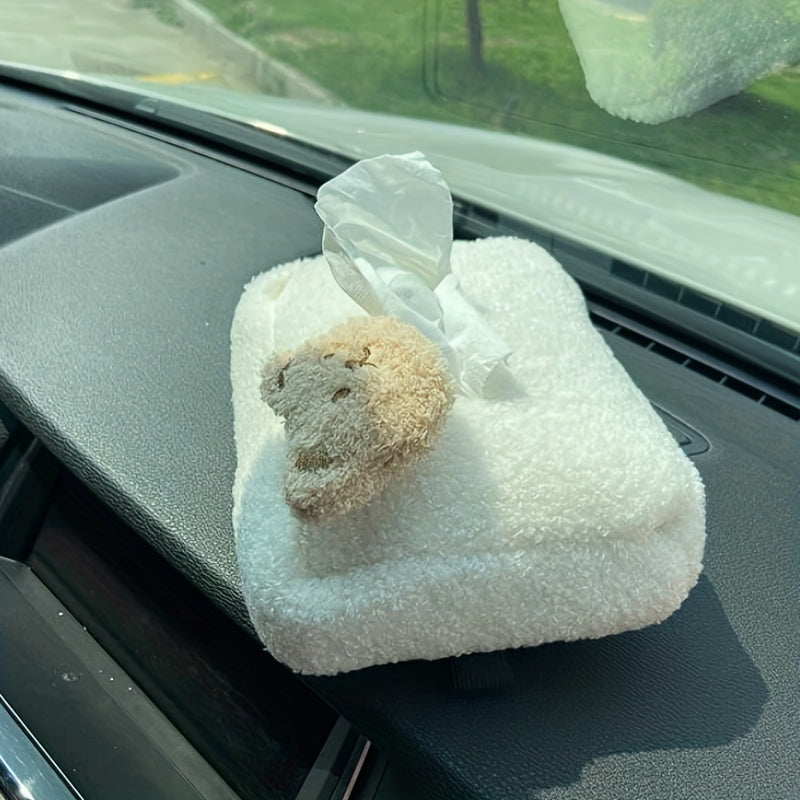 Unisex Plush Bear Car Tissue Box Decor Soft Toy Gift