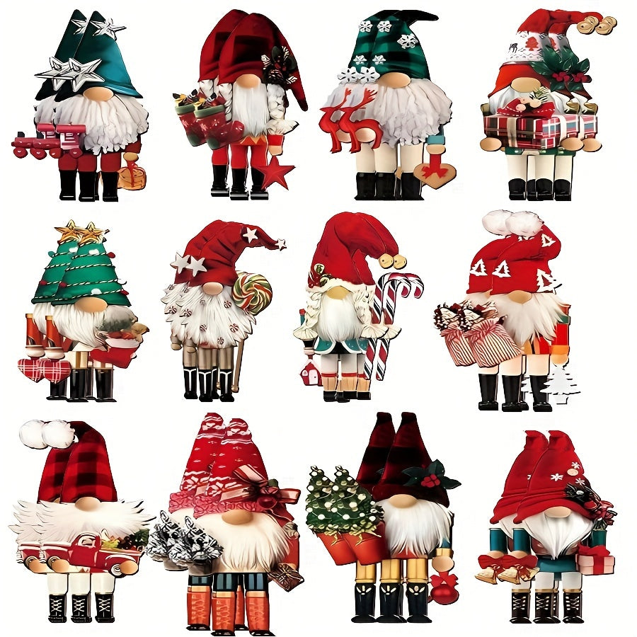 24 Festive Christmas Gnome Nutcracker Ornaments Wood Hanging Decorations for Tree