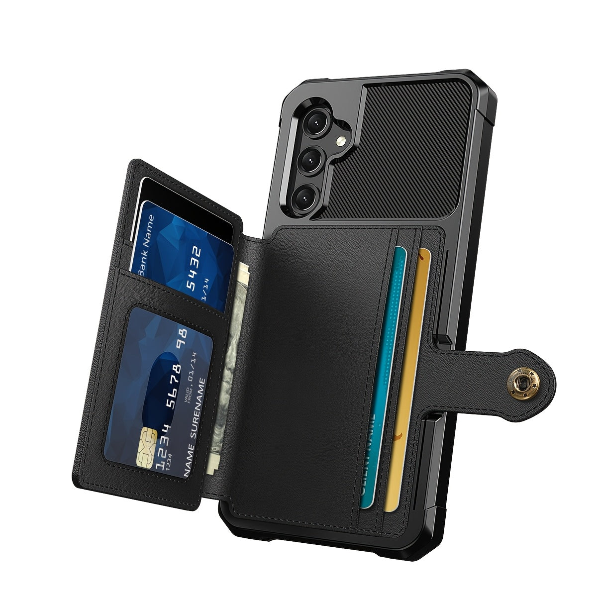 Faux Leather Card Holder Phone Case for Galaxy A55 5G A35 5G with Card Slot Shockproof Durable TPU Flip Wallet