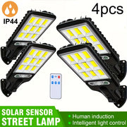 4 Solar Motion Sensor Lights with Remote Control Solar Panel for Garden Yard Pathway