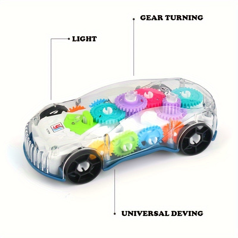 Small Remote Control Car with Transparent Electric Gear, Music and Light for Racing Simulation