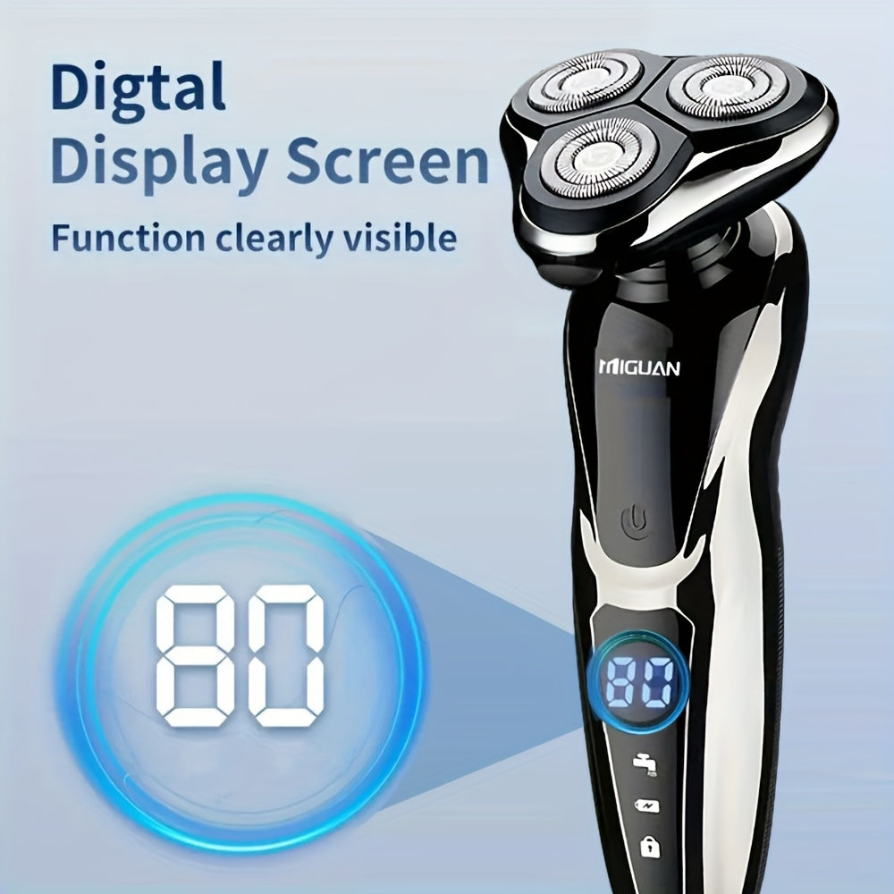 3-in-1 Electric Shaver Set for Men Nose Hair Trimmer Hair Sideburns Trimmer Rechargeable Lithium Battery LED Display Stainless Steel Blade