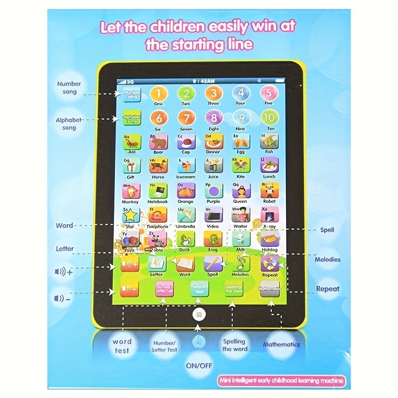 Kids' Educational Tablet for Kids 3+ Battery-Powered Interactive Learning Pad in Multicolor