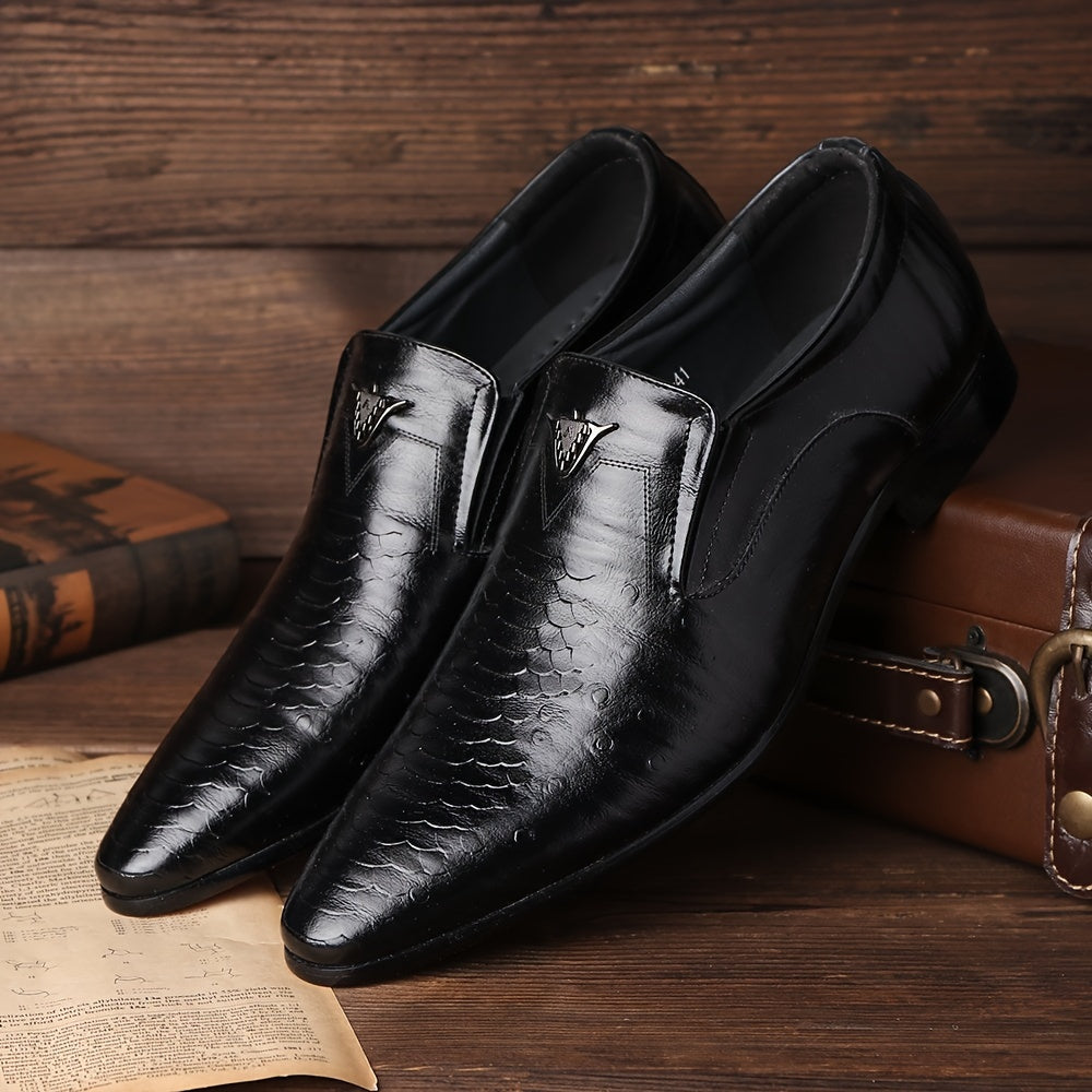 Men's PU Pointed-Toe Loafers Slip-On Formal Shoes for Office Spring Summer Autumn