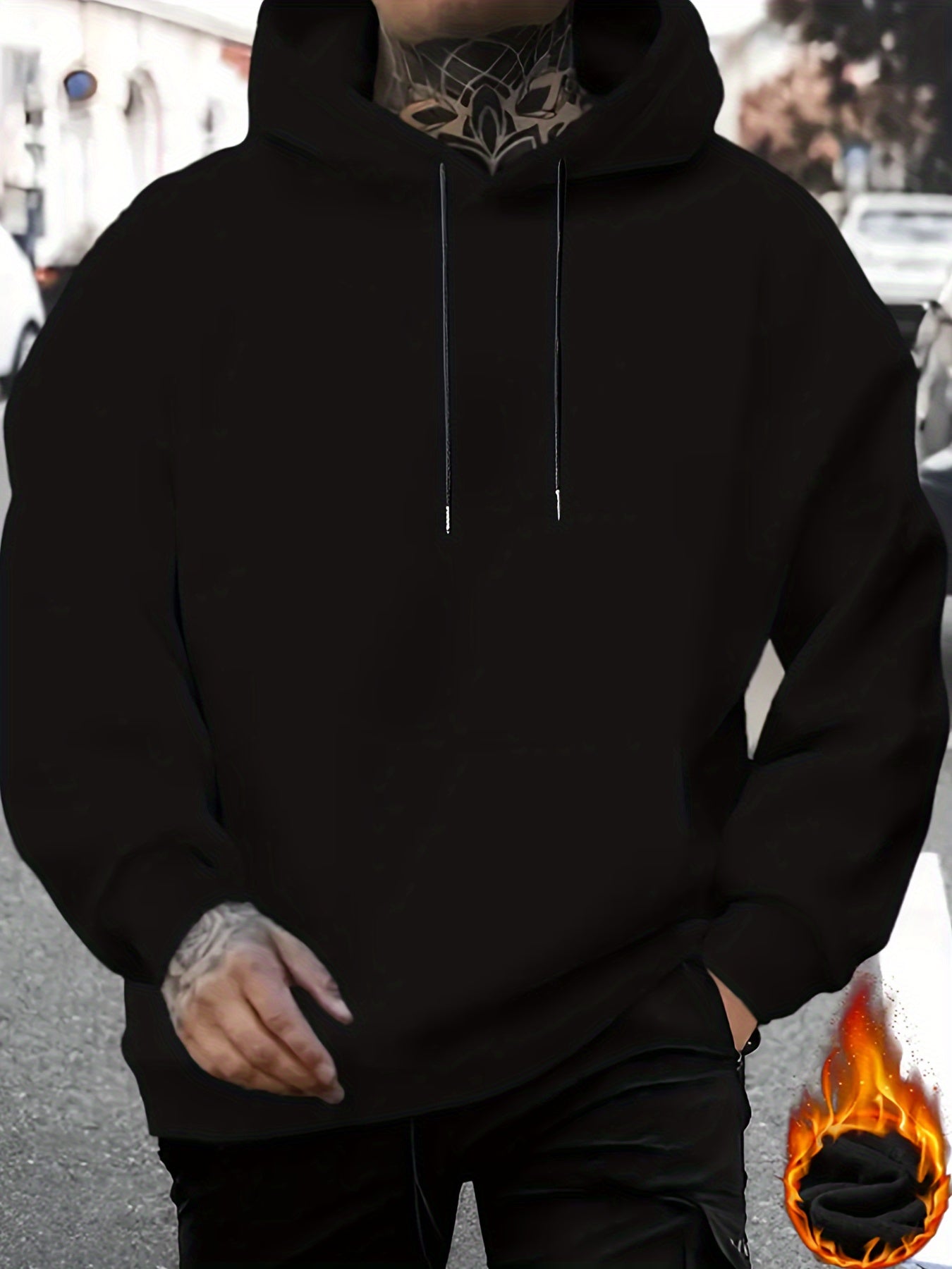 Men's Geometric-Patterned Polyester Sports Costume Hooded Long Sleeve with Applique