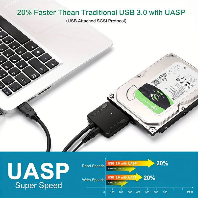 Adaptador SATA a USB 3.0 para discos duros externos SSD HDD transferencia de datos