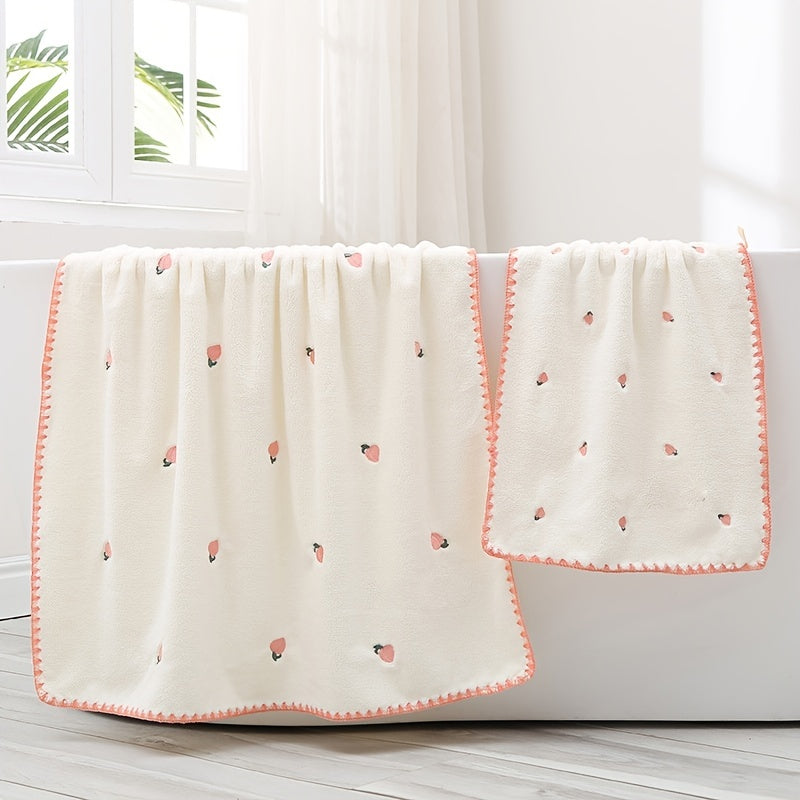Peach Lemon Towel Set Absorbent Hair Shedding Water-Absorbing
