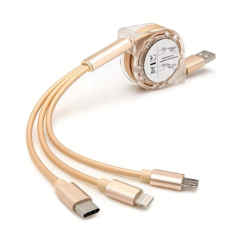3-в-1 мобильный зарядный кабель, совместимый с устройствами iPhone, TYPE-C и Micro b