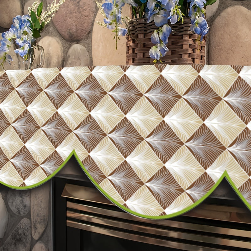 Geometric Plaid Mantle Scarf Winter Holiday Decor Polyester 49.78cm x 78.7cm