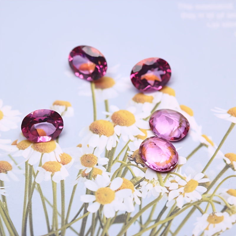 Кольцо в форме яйца с голубым топазом и розовым топазом с кристально чистыми драгоценными камнями