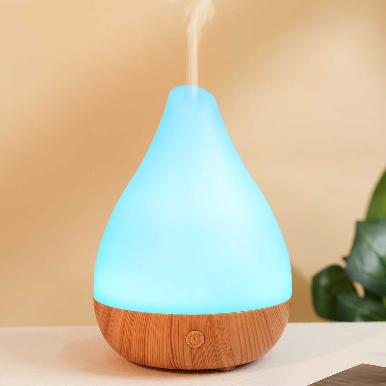 Small Wooden Grain Ultrasonic Aroma Diffuser Humidifier With Colorful Water Droplets