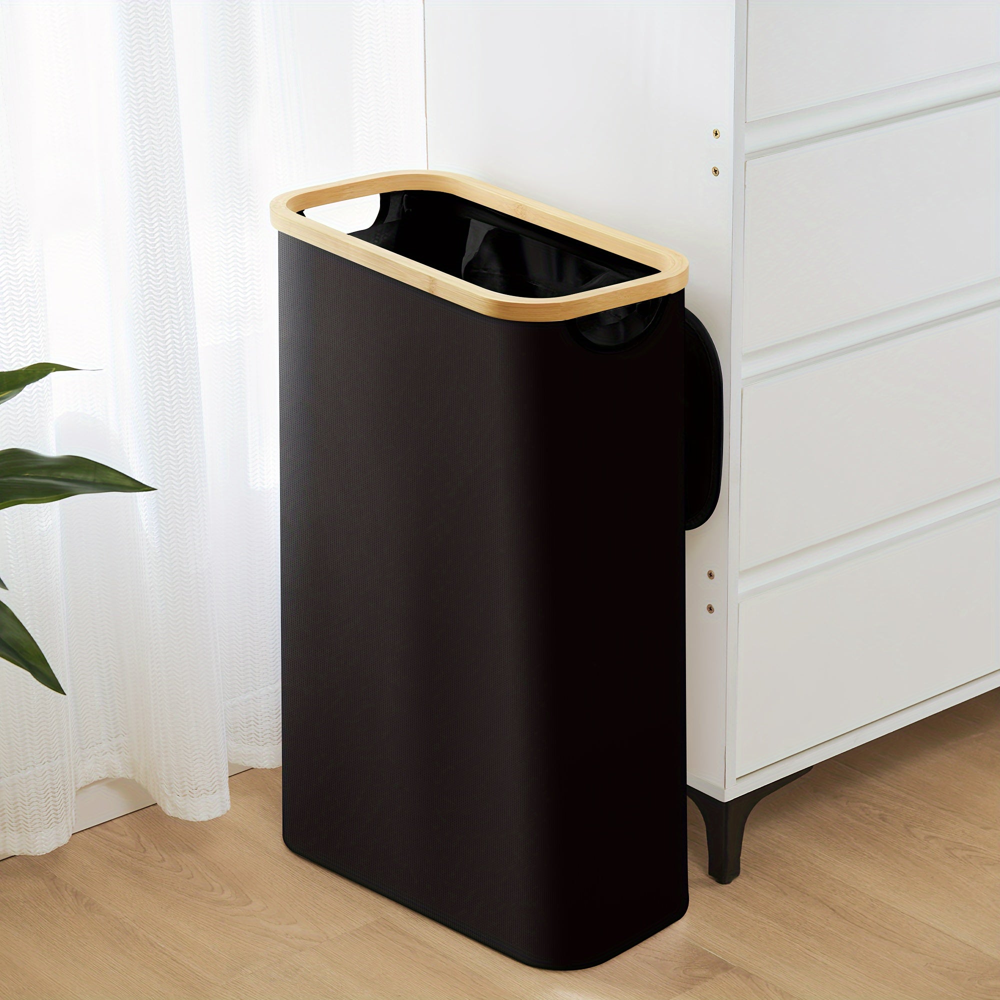 Large Foldable Laundry Hamper with Lid and Removable Inner Bag in Black Grey or White