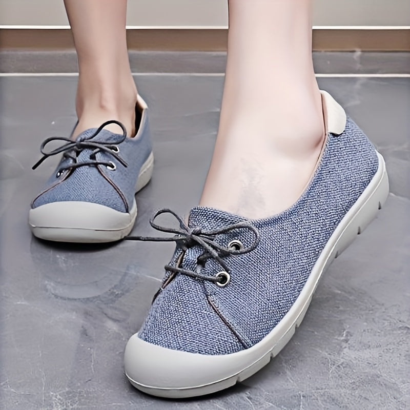 Women's Canvas Shoes Casual Round Toe Breathable Lightweight Black