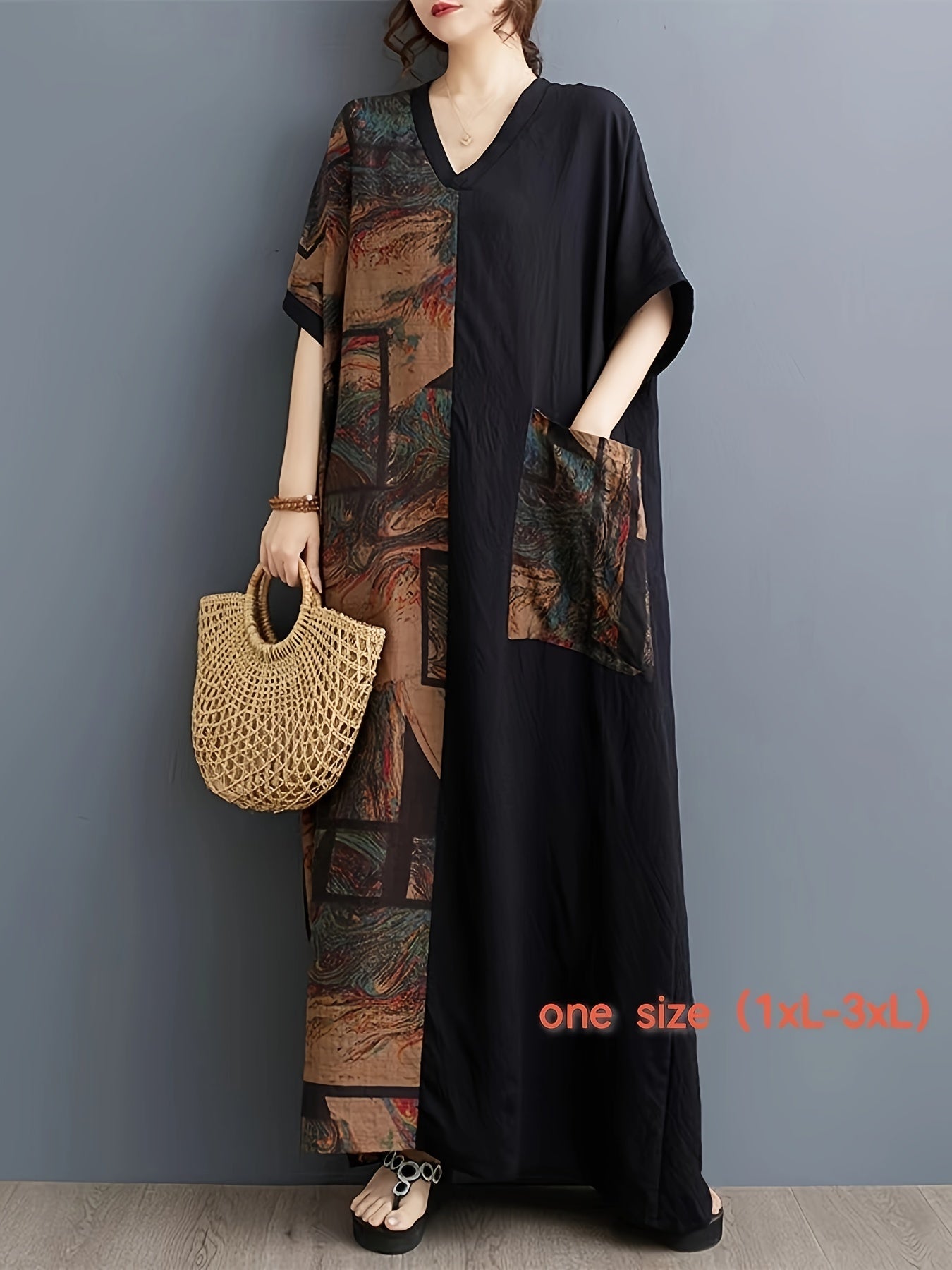 Bata casual de viscosa con parches y bolsillos para mujer en primavera, verano y otoño