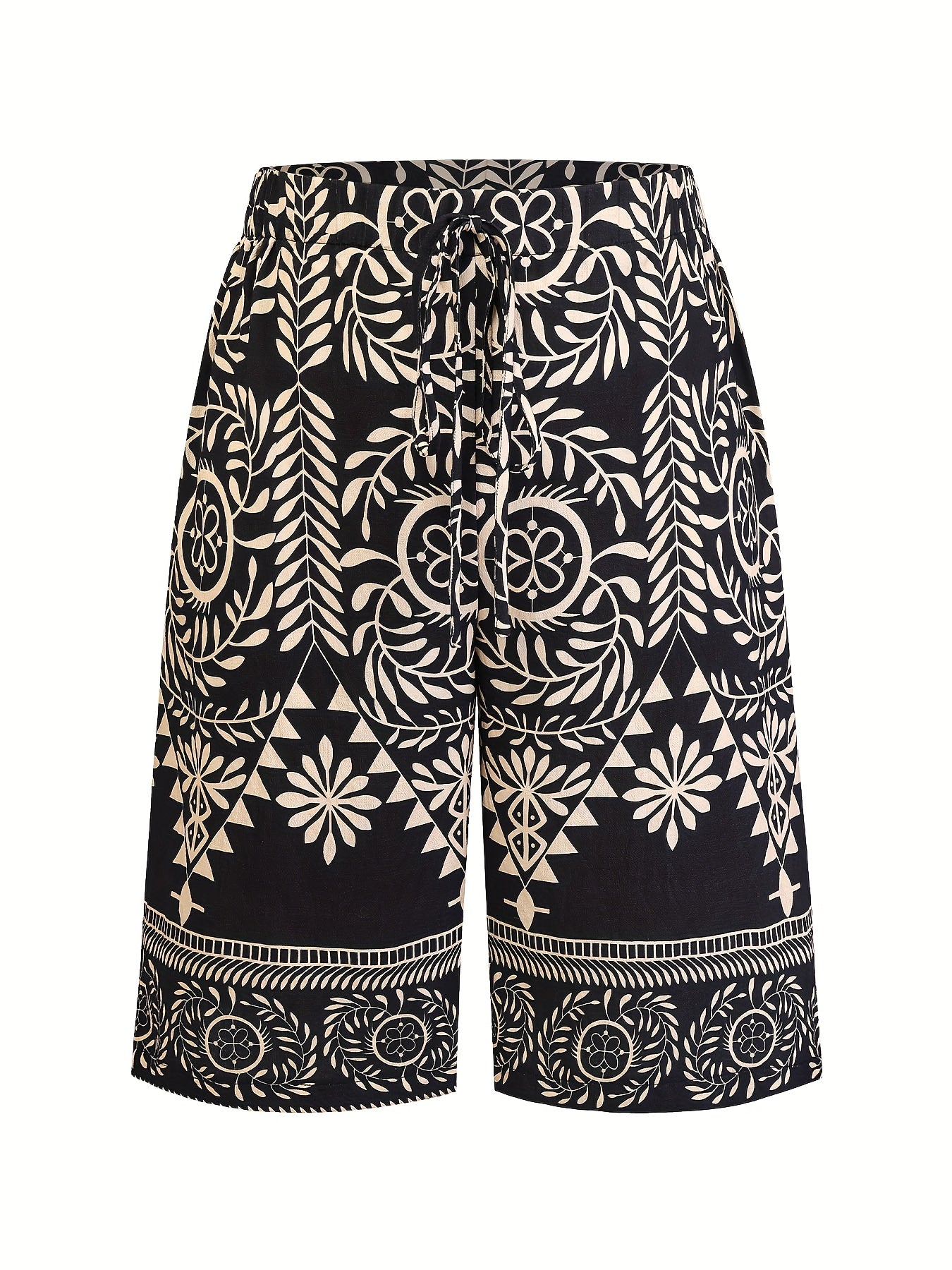 Брюки для женщин больших размеров повседневные средней длины с геометрическим принтом, дышащие, легкие