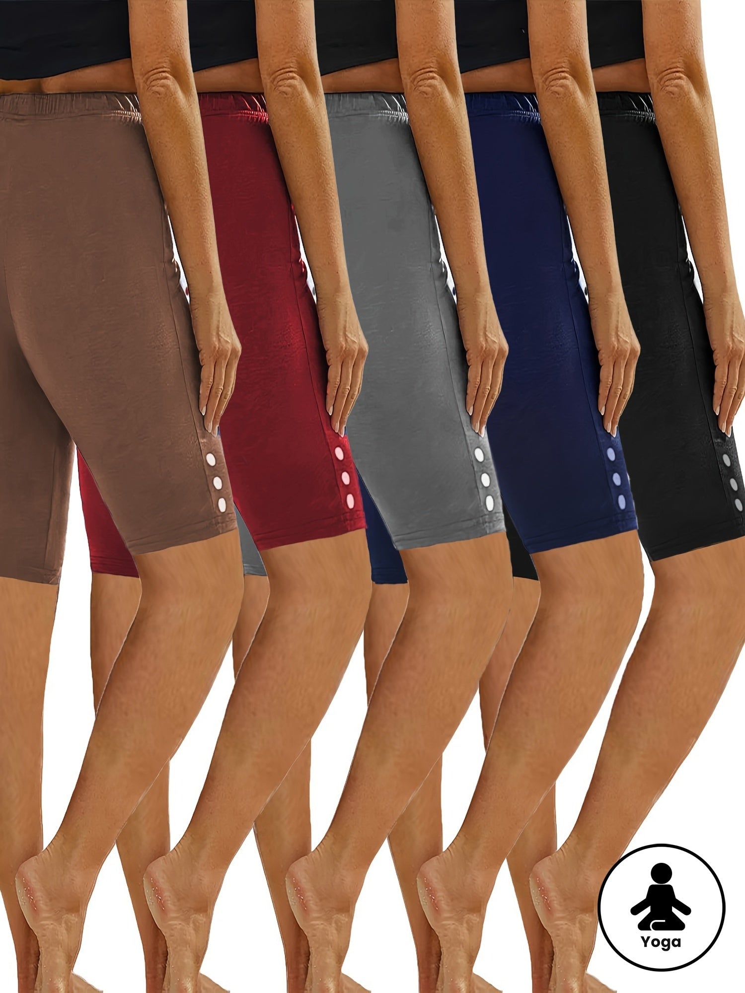 Women's Plus Size Mid-Thigh Capri Workout Shorts Set with Polka Dots