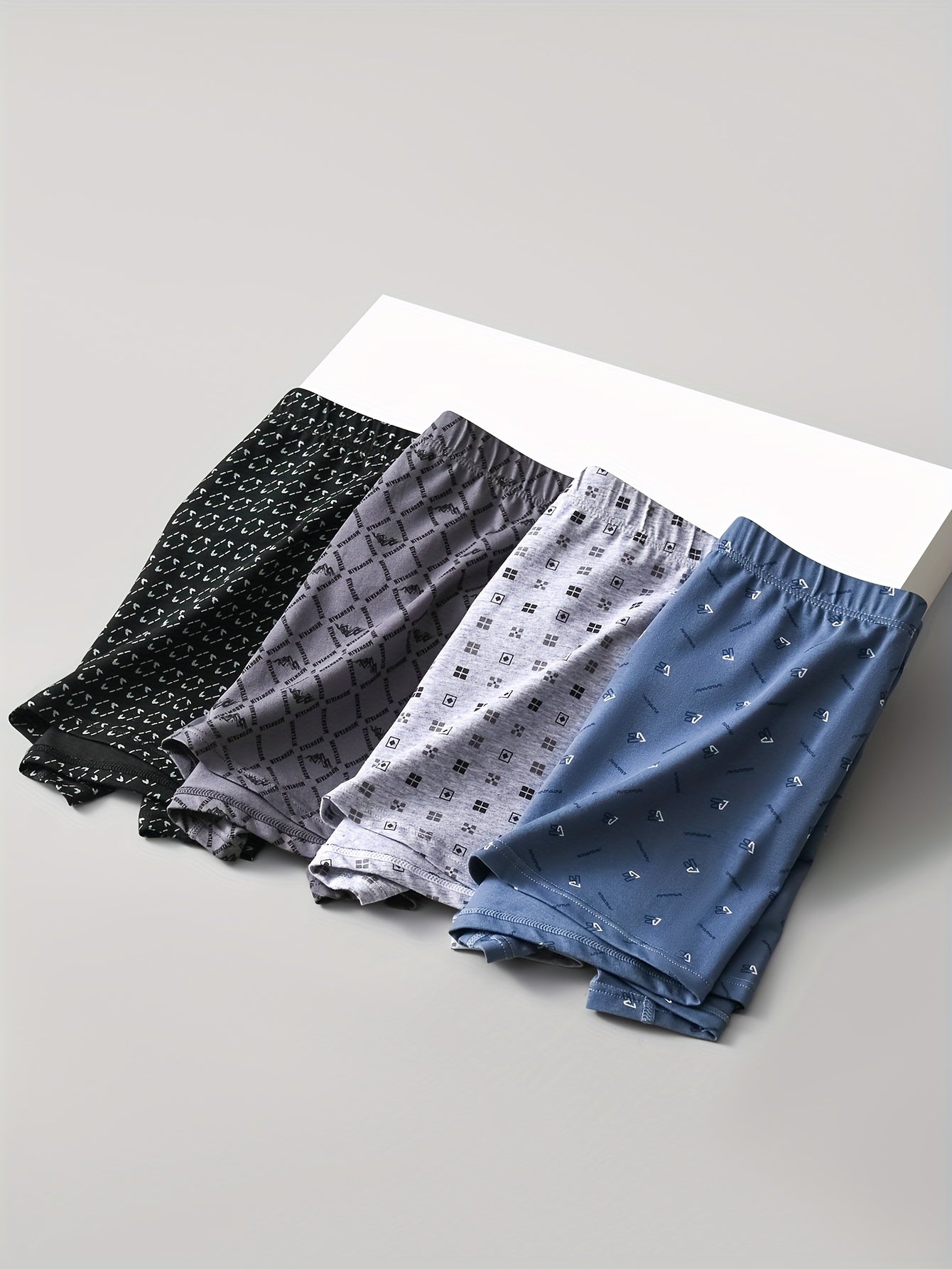 Men's Large Cotton Underwear 4 Pack Loose Fit Mid-Waist Trunks for Middle-Aged and Elderly Fathers