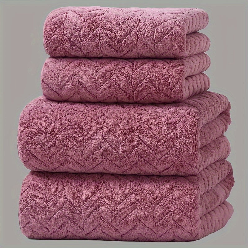 4-Piece Absorbent Soft Bath Towel Set for Home Spa Gym Fitness and Gift
