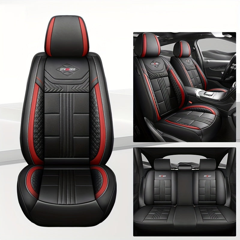 Car Seat Cover Universal Full Coverage PU Leather for 5 Seats All-Season