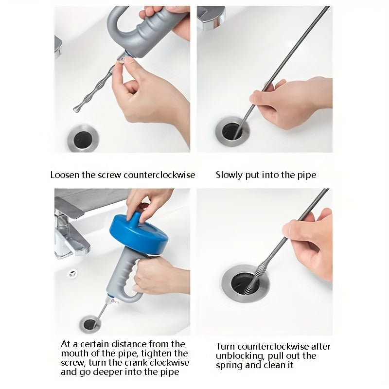 1 шт. Трубный дренажник, дренажник для канализации, ручной дренажник для туалета и кухни с пружиной из стальной проволоки